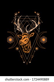 Deer head with sacred geometry pattern for t shirt design