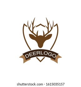 deer head and shield logo design vector