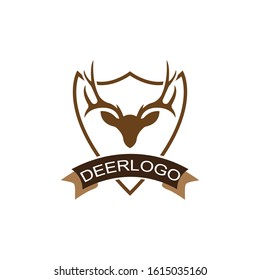 deer head and shield logo design vector