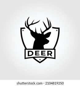 deer head and shield logo design template. deer head icon vector