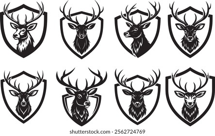 Deer Head Shield Silhouette Vector