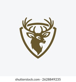 deer head in shield vector illustration