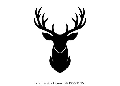 Deer head silhouette featuring prominent branching antlers against transparent background