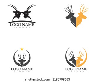 Deer head silhouette icon logo vector