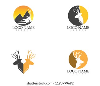 Deer head silhouette icon logo vector