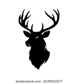Deer head silhouette icon vector flat design on white background