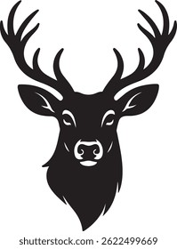 Deer head silhouette illustration vector style with white background