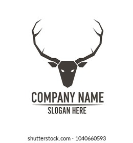 Deer Head Silhouette Isolated On White Background Vector object for Labels, Badges, Logos and other Design.