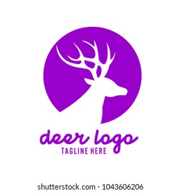 Deer Head Silhouette Isolated On White Background Vector object for Labels, Badges, Logos and other Design. Negative Space Logo