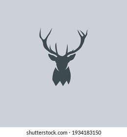 Deer head silhouette isolated on white background vintage vector design element illustration. Logo simple for brand.