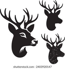 Deer head silhouette isolated on a white background.