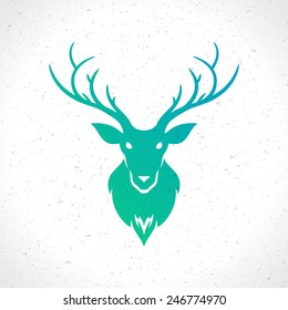 Deer head silhouette isolated on white background vintage vector design element illustration 