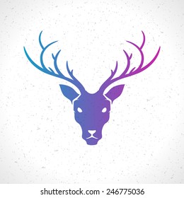 Deer head silhouette isolated on white background vintage vector design element illustration 