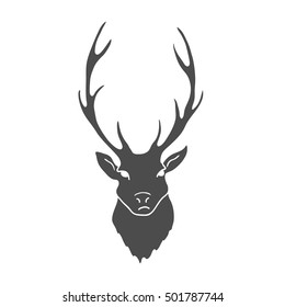 Deer Head Silhouette isolated on white background. Vector