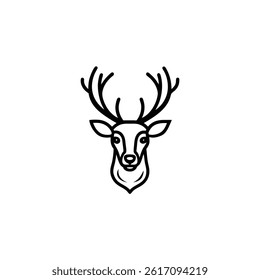 deer head silhouette line art vector design