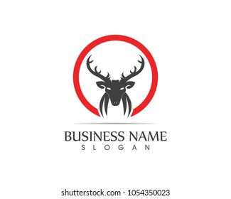 Deer head silhouette logo design template
