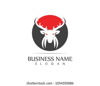 Deer head silhouette logo design template