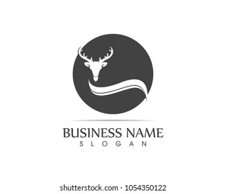 Deer head silhouette logo design template