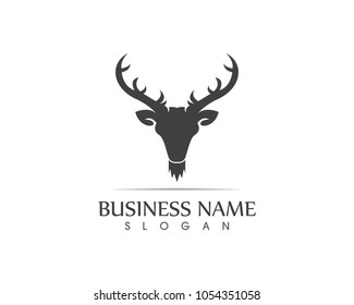 Deer head silhouette logo design template