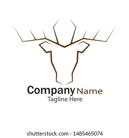 DEER HEAD SILHOUETTE LOGO DESIGN TEMPLATE