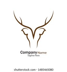 DEER HEAD SILHOUETTE LOGO DESIGN TEMPLATE