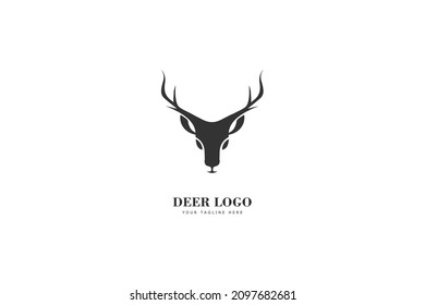 Diseño del logotipo de la silueta de la cabeza del ciervo