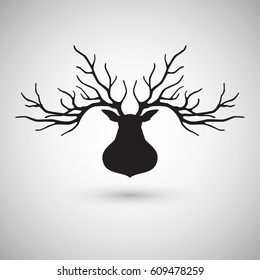 Deer head silhouette logo design, vector illustration