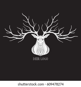 Deer head silhouette logo design, vector illustration