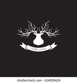 Deer head silhouette logo design, vector illustration