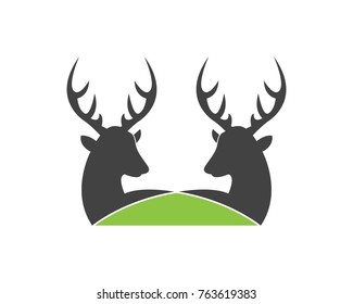 Deer head silhouette logo design template 