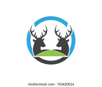 Deer head silhouette logo design template 