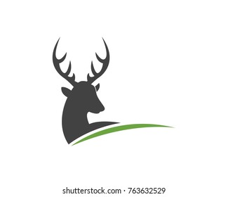 Deer head silhouette logo design template