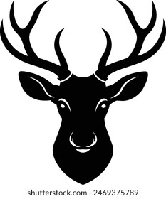 Deer head silhouette on vector.