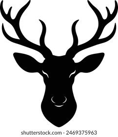Deer head silhouette on vector.