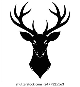 Deer head silhouette on vector.