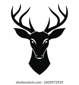 Deer head silhouette on white background