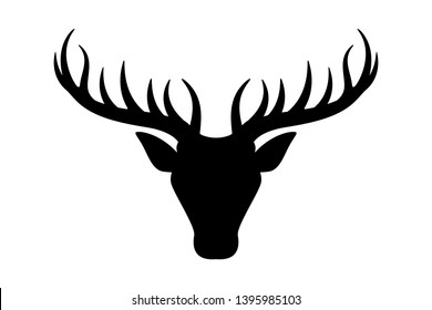 Deer head silhouette vector, Animal logo.