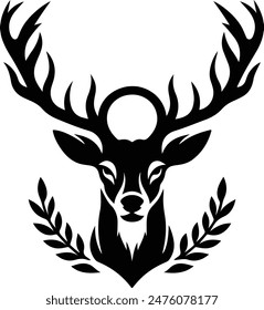 deer head silhouette vector art illustration