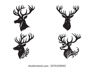 Deer head silhouette vector art illustration