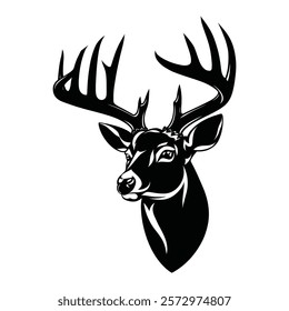 Deer Head Silhouette, Deer Head Vector Art, Deer Head Illustration