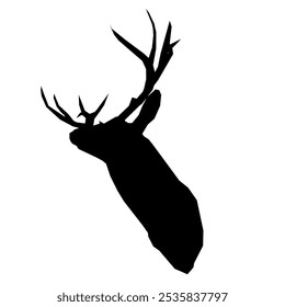 Deer head silhouette vector black. Buck, Deer, head Logo, Vector illustration design isolated on white background, Great for your Hunting Logo, Decal Stickers.