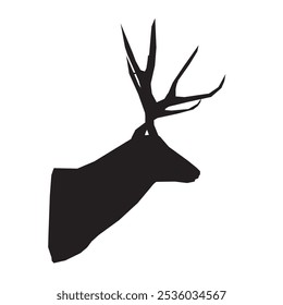 Deer head silhouette vector black. Buck, Deer, head Logo, Vector illustration design isolated on white background, Great for your Hunting Logo, Decal Stickers.