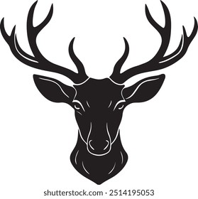 Vector de silueta de cabeza de ciervo EPS