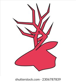 Deer head silhouette vector illustration isolated on white background.