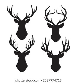 Ilustración vectorial de silueta de cabeza de ciervo
