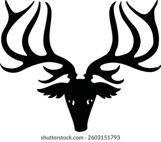 Deer head silhouette vector illustration with nature and artistic design