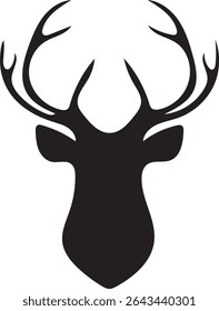 Deer head silhouette vector illustration of a wild stag with antlers in black and white style	