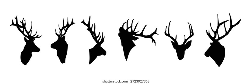 ilustração de vetor de silhueta de cabeça de veado
