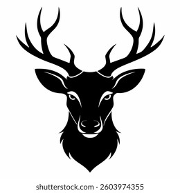 Deer head silhouette vector on white background