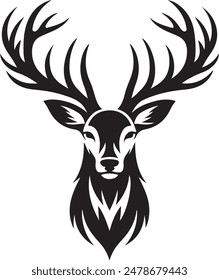 Deer head silhouette vector style with white background